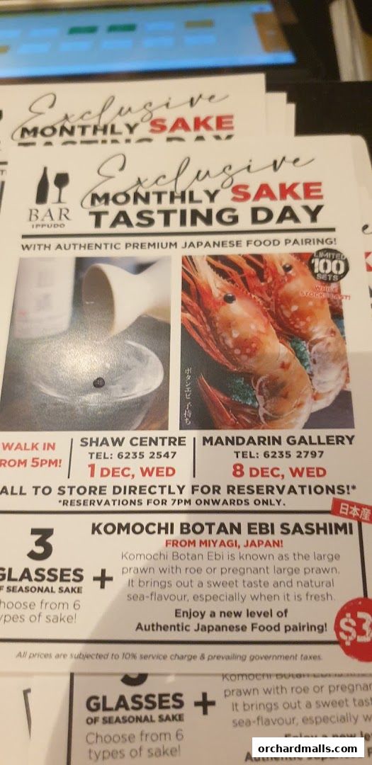 Menu page for IPPUDO SHAW CENTRE with BAR IPPUDO