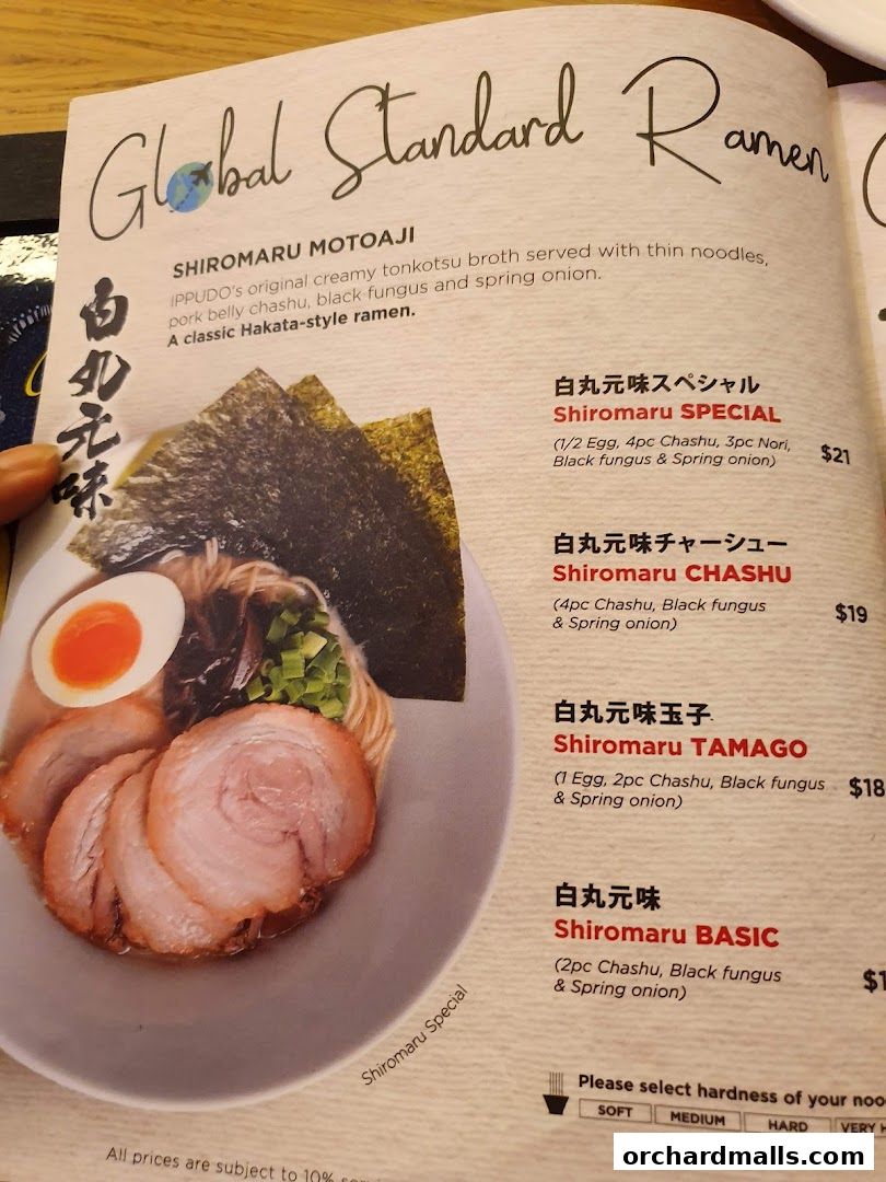 Menu page for IPPUDO SHAW CENTRE with BAR IPPUDO