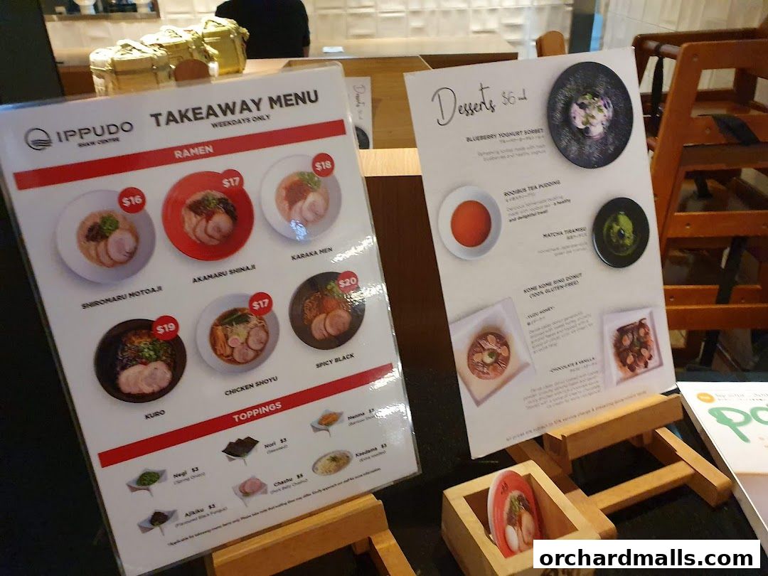 Menu page for IPPUDO SHAW CENTRE with BAR IPPUDO