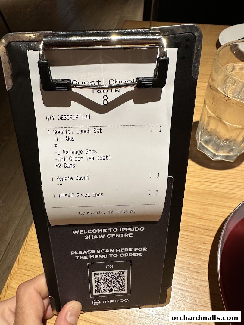 Menu page for IPPUDO SHAW CENTRE with BAR IPPUDO