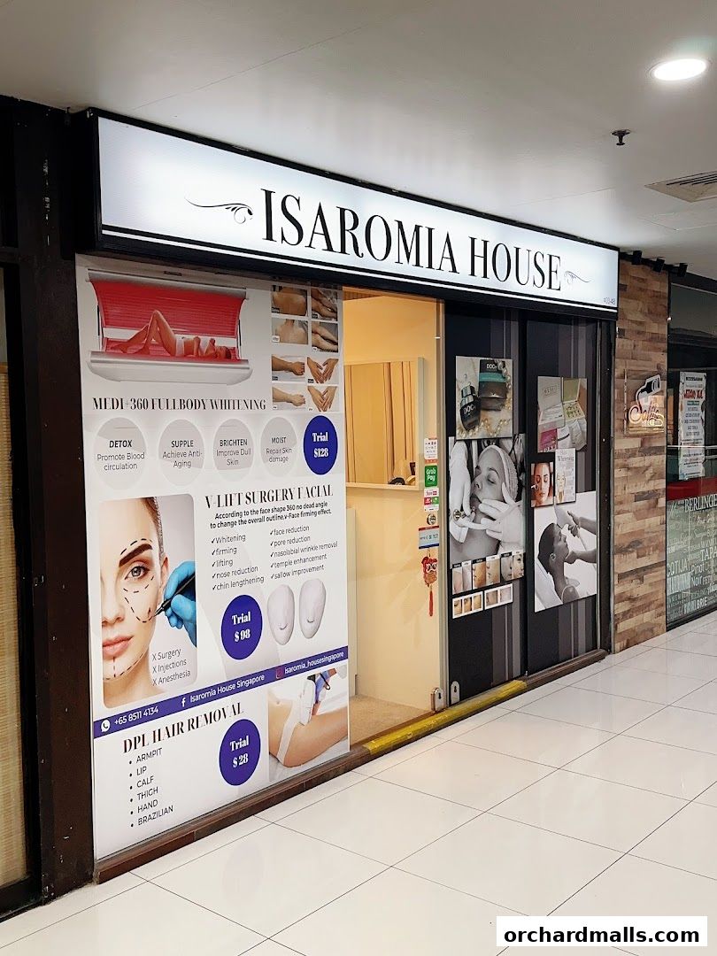 Exterior of Isaromia Aesthetics Singapore, showcasing beauty treatments and services.