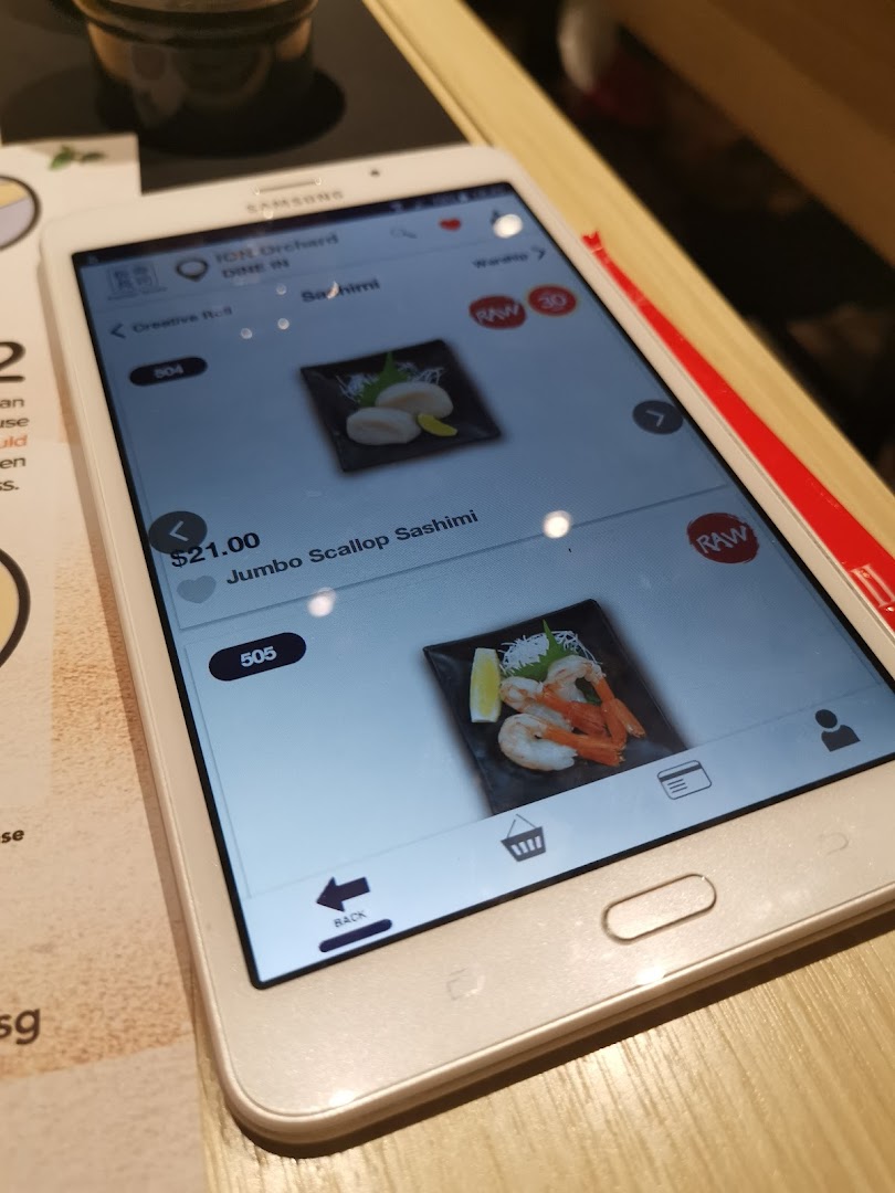 Menu page for Itacho Sushi