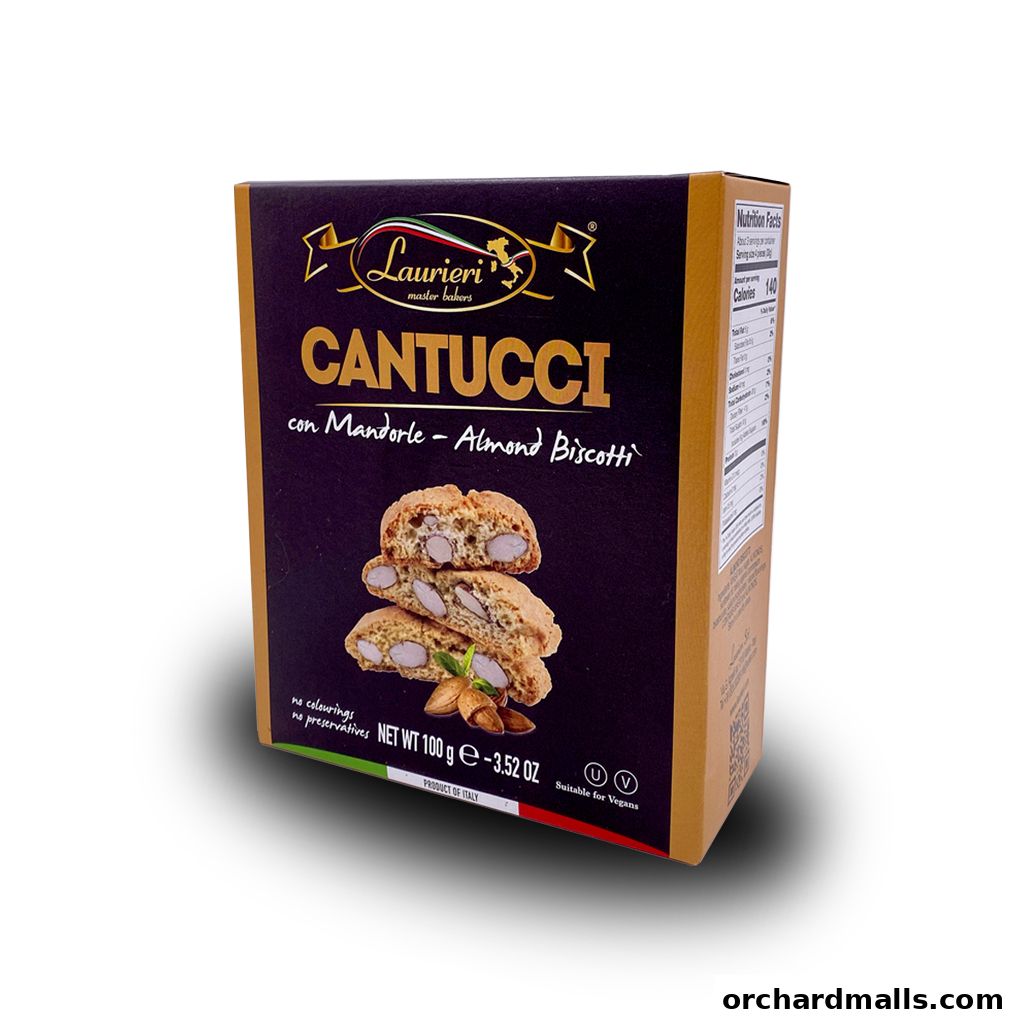 A box of Laurieri Cantucci con Mandorle - Almond Biscotti, a product of Italy.