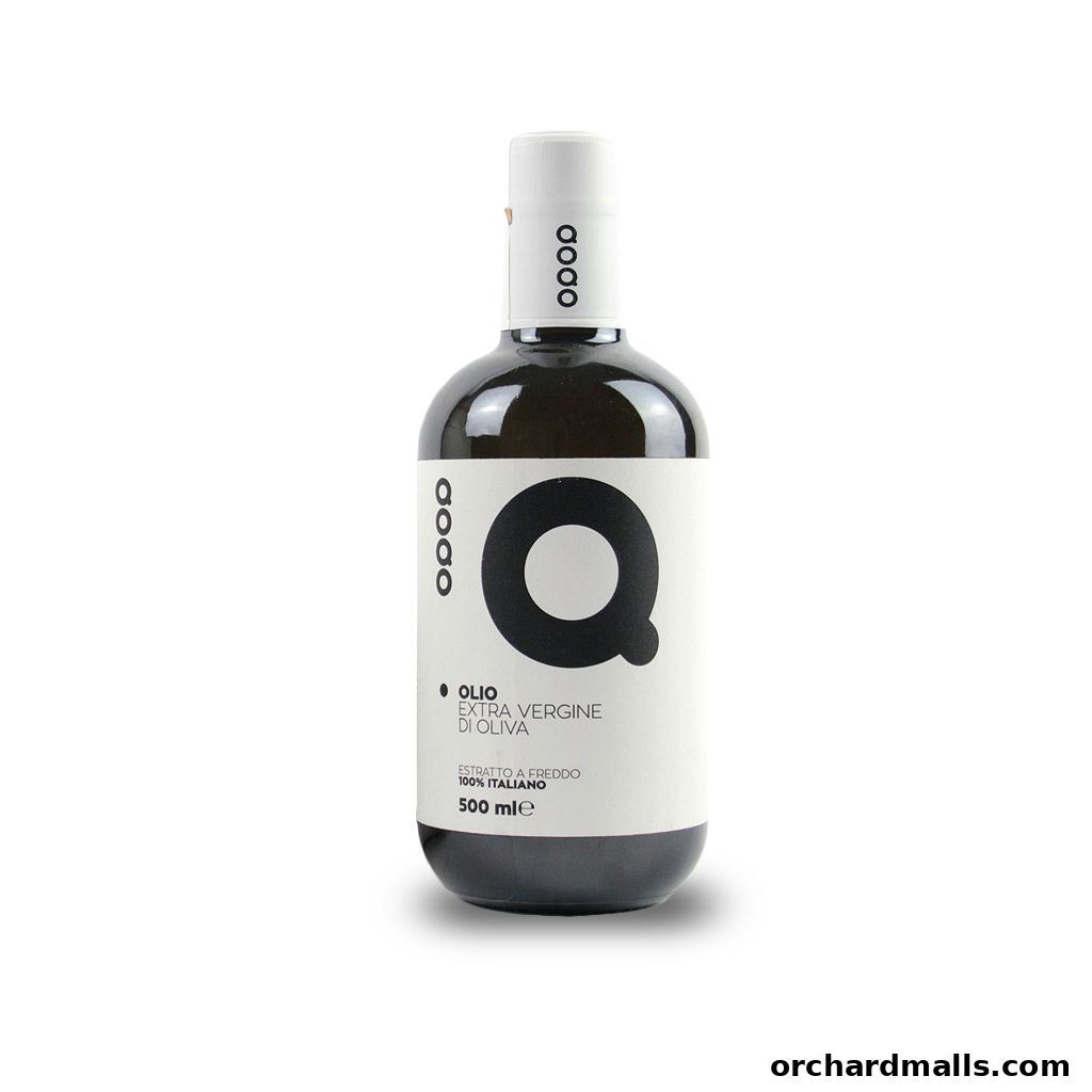 A bottle of Italian extra virgin olive oil with a minimalist label.