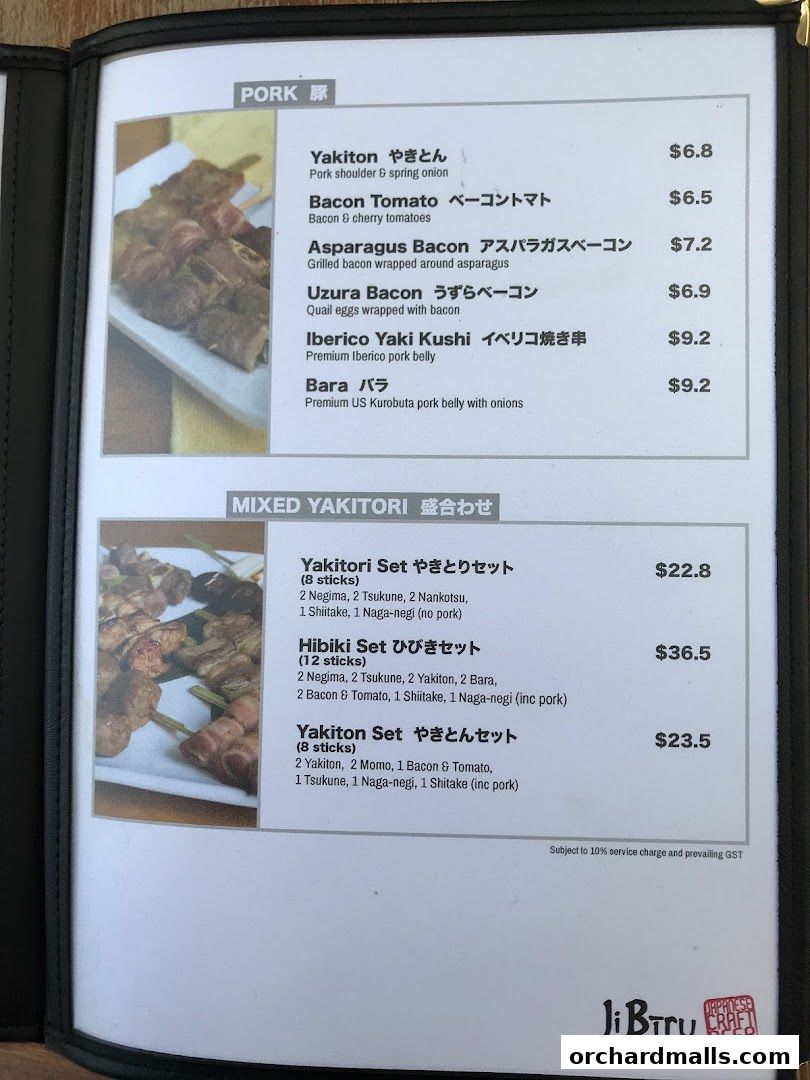 Menu page for JiBiru Yakitori  Craft Beer