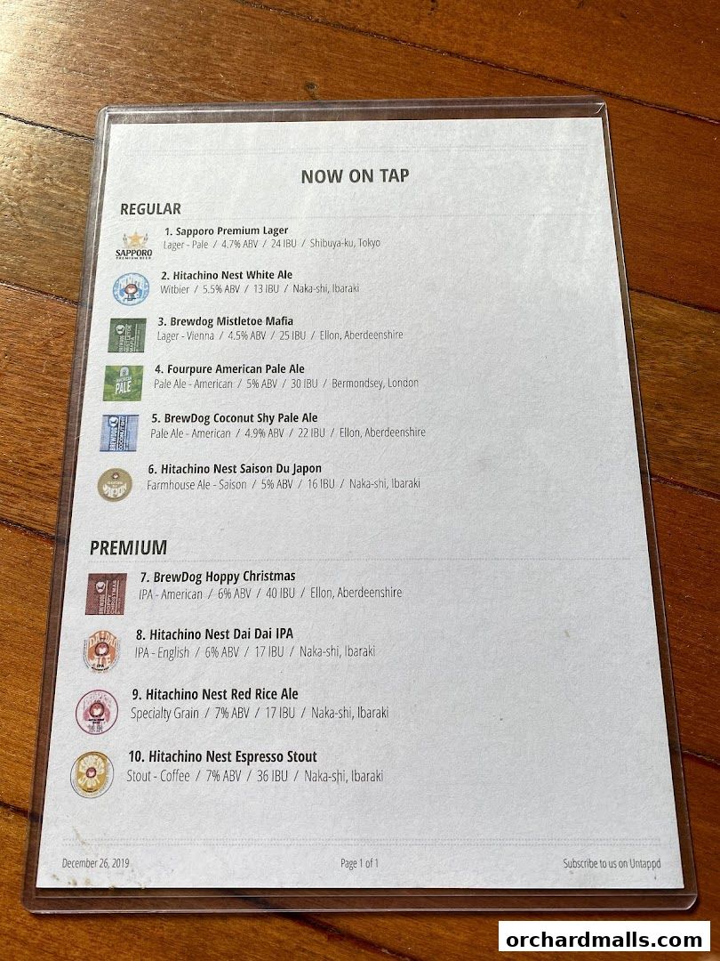 Menu page for JiBiru Yakitori  Craft Beer