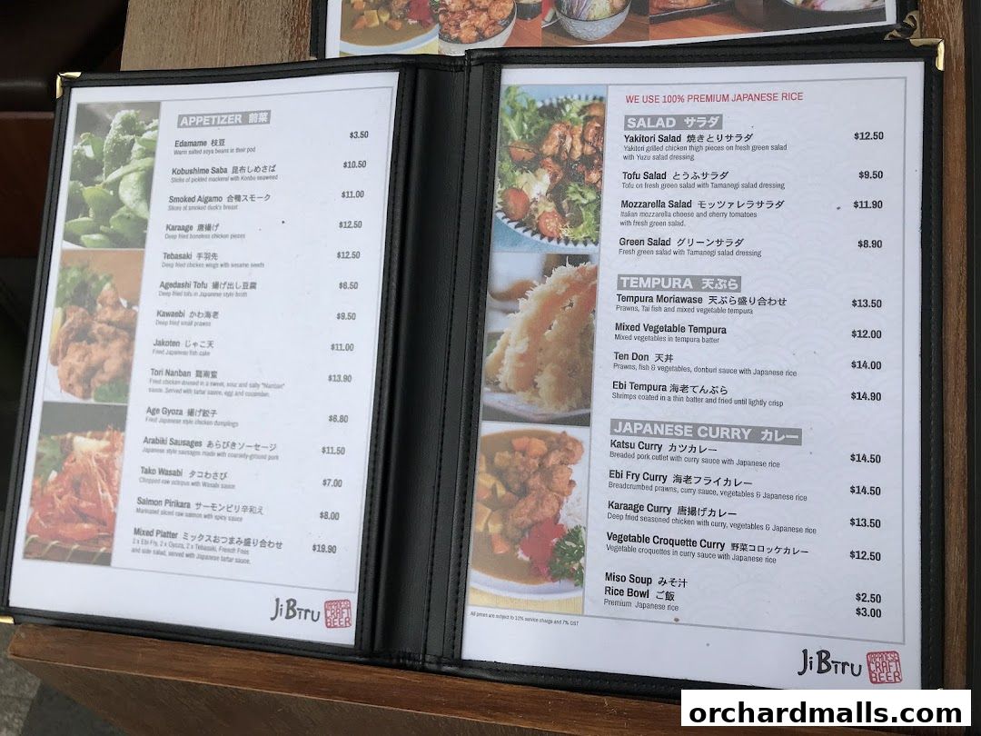 Menu page for JiBiru Yakitori  Craft Beer