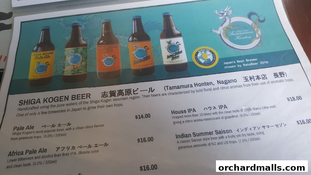 Menu page for JiBiru Yakitori  Craft Beer