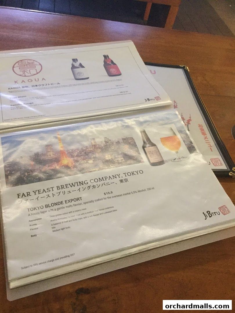 Menu page for JiBiru Yakitori  Craft Beer