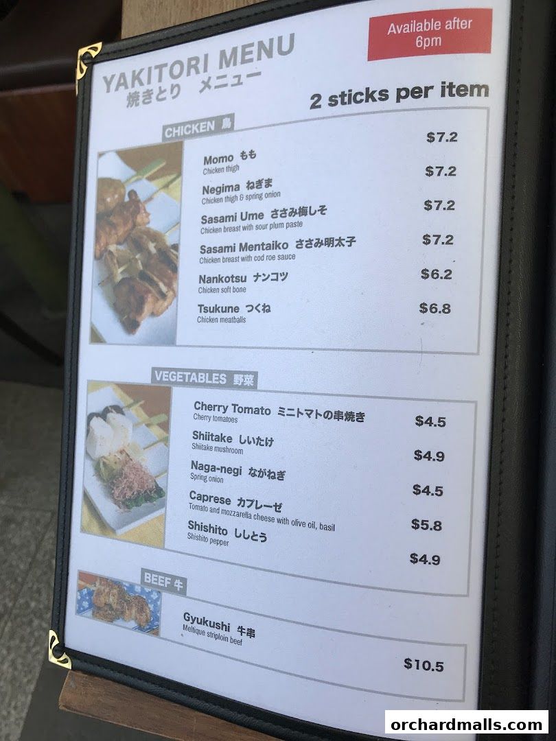 Menu page for JiBiru Yakitori  Craft Beer