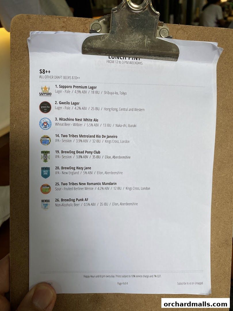 Menu page for JiBiru Yakitori  Craft Beer