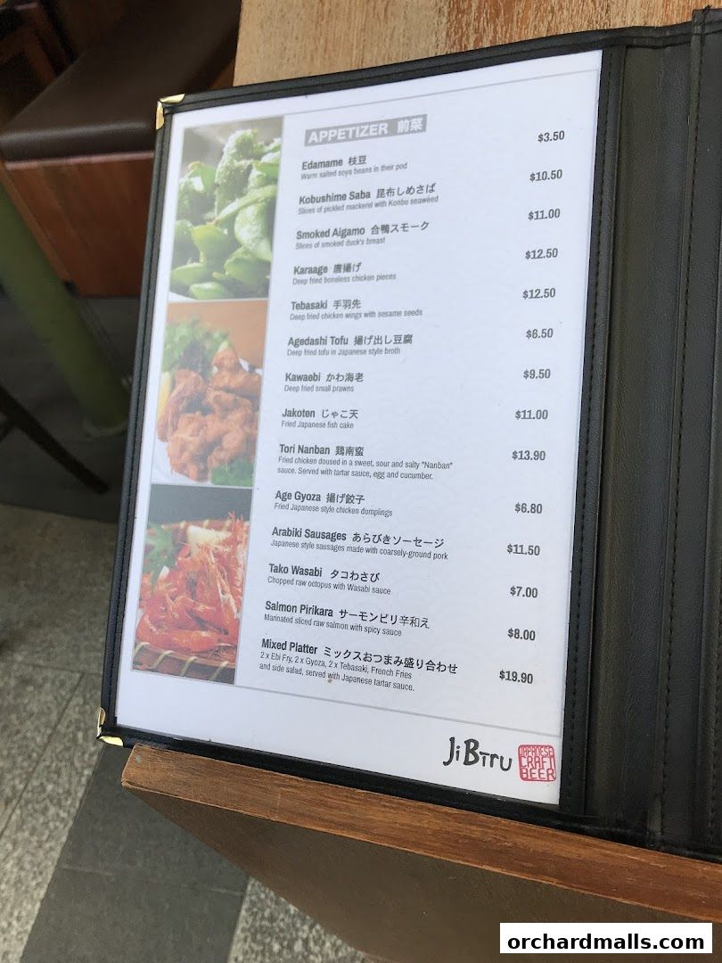 Menu page for JiBiru Yakitori  Craft Beer