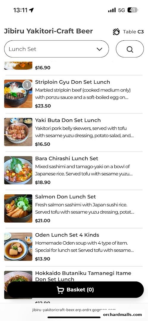 Menu page for JiBiru Yakitori  Craft Beer