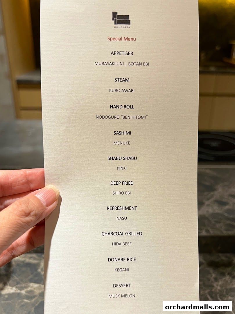 Menu page for Jinhonten