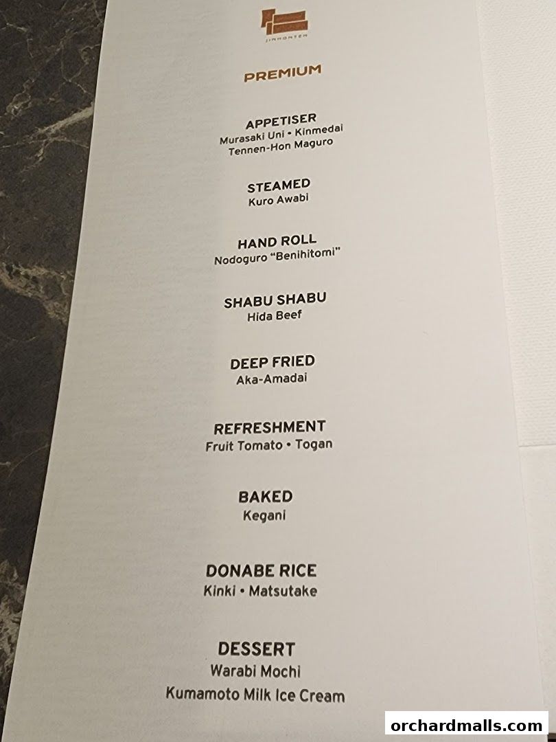 Menu page for Jinhonten