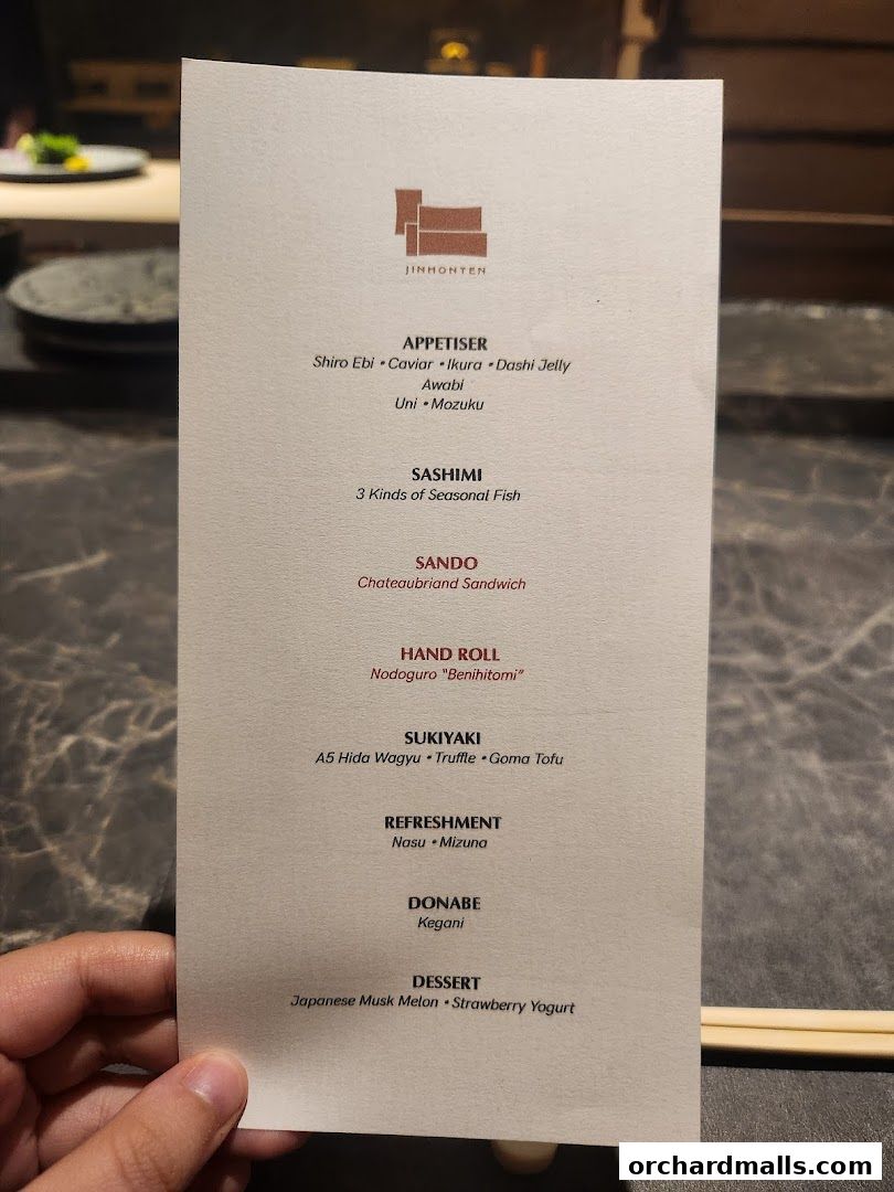 Menu page for Jinhonten