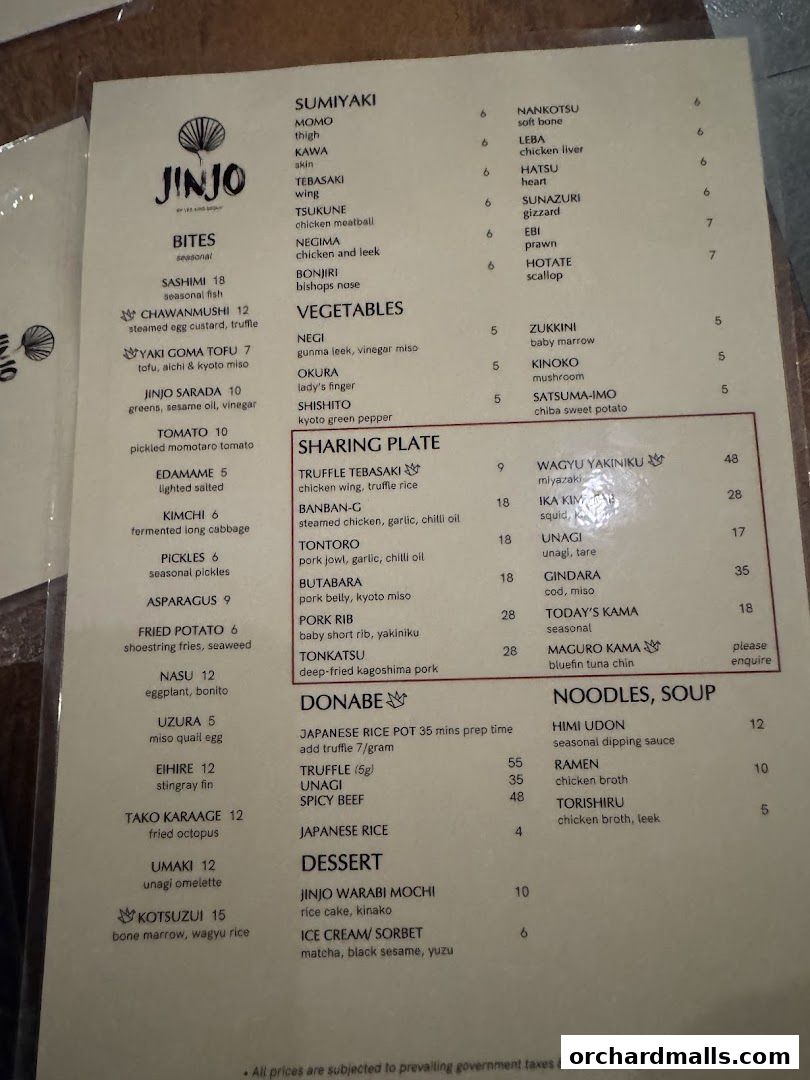 Menu page for Jinjo