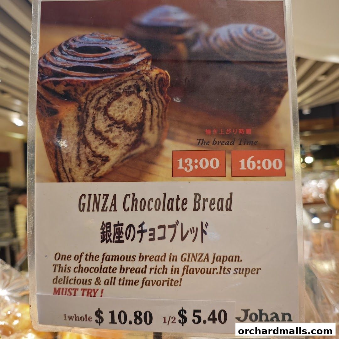 Menu page for Johan Paris Isetan