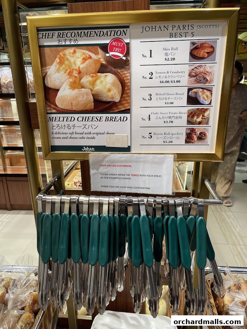 Menu page for Johan Paris Isetan