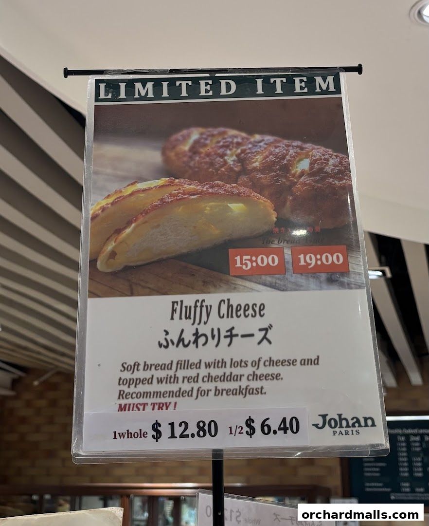 Menu page for Johan Paris Isetan