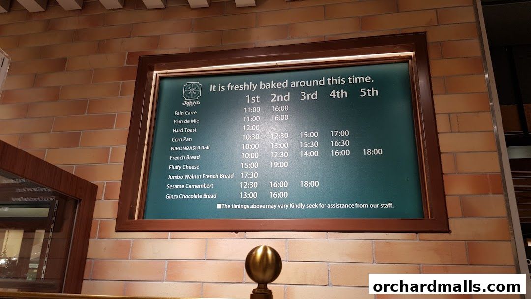 Menu page for Johan Paris Isetan