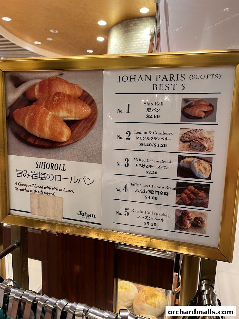 Menu page for Johan Paris Isetan