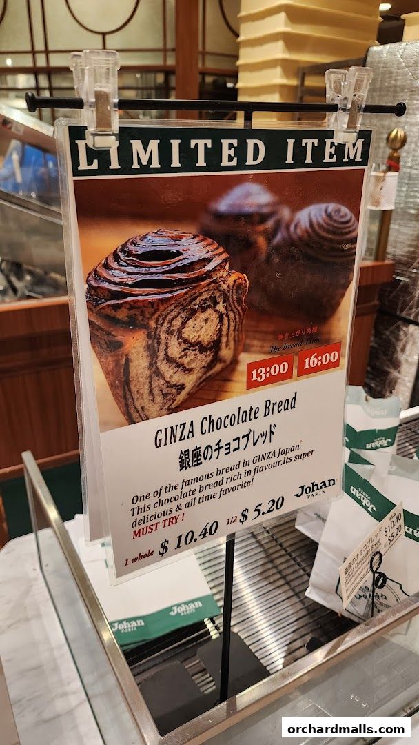 Menu page for Johan Paris Isetan