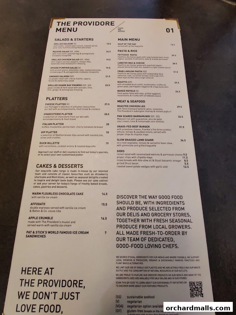 Menu page for JOMO x The Providore Wisma Atria