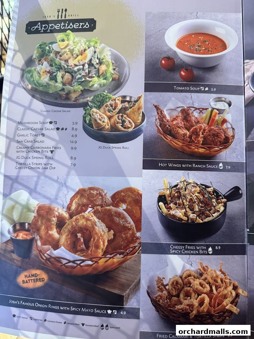 Menu page for Joshs Grill  313  Somerset