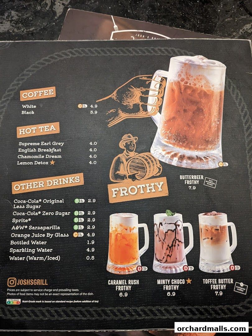 Menu page for Joshs Grill  313  Somerset