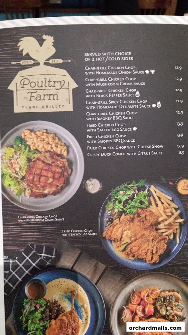 Menu page for Joshs Grill  313  Somerset