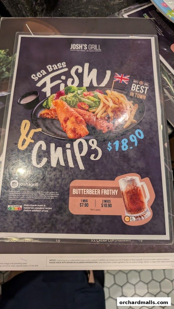 Menu page for Joshs Grill  313  Somerset