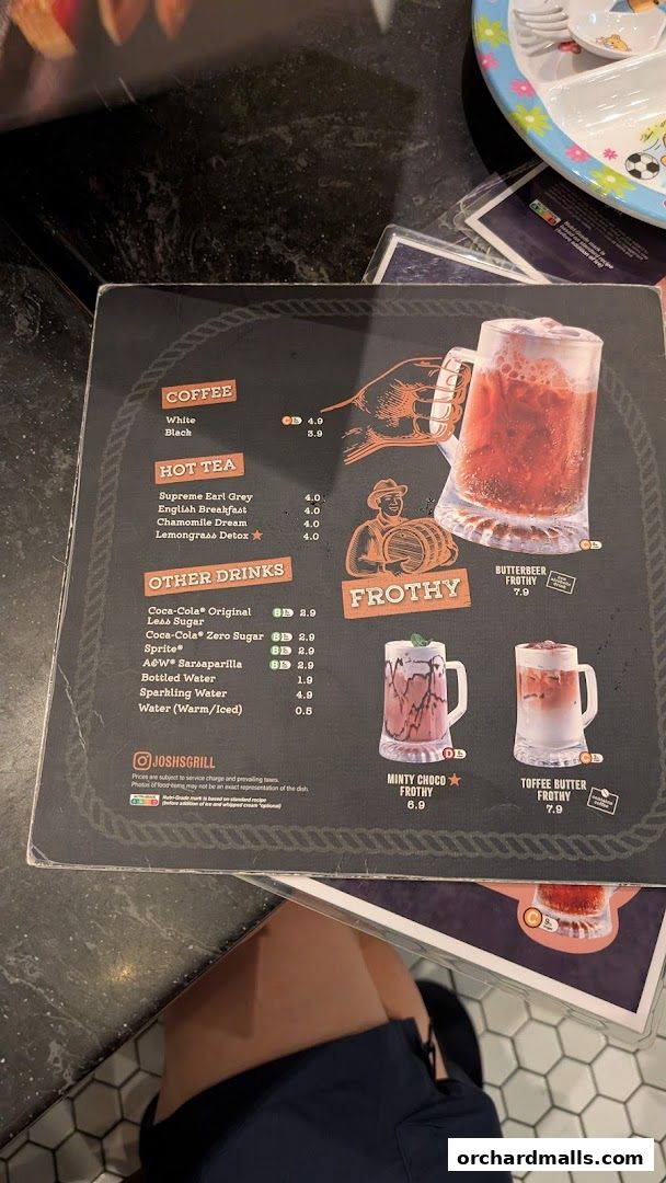 Menu page for Joshs Grill  313  Somerset