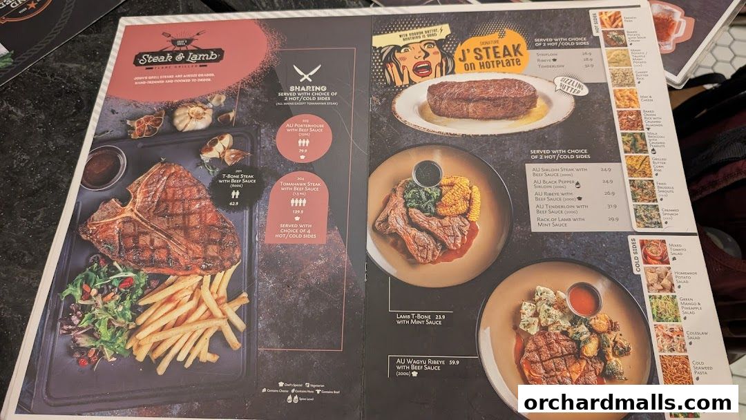 Menu page for Joshs Grill  313  Somerset