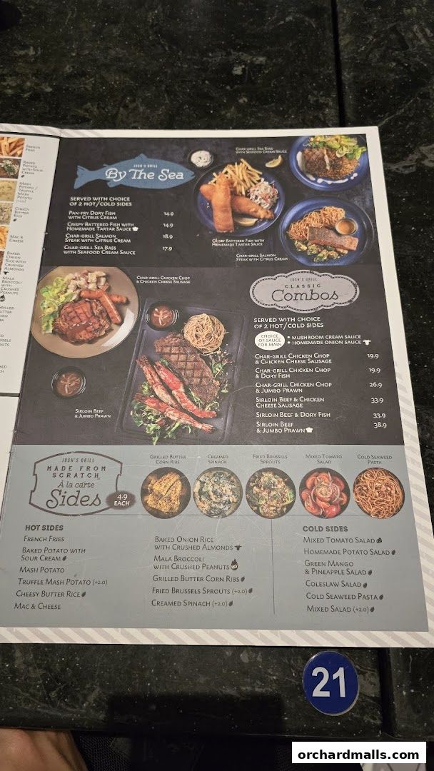 Menu page for Joshs Grill  313  Somerset