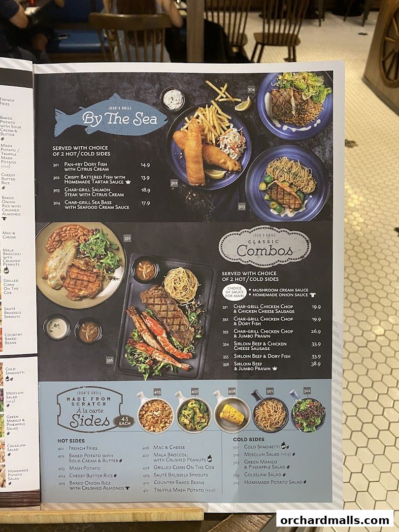 Menu page for Joshs Grill  313  Somerset