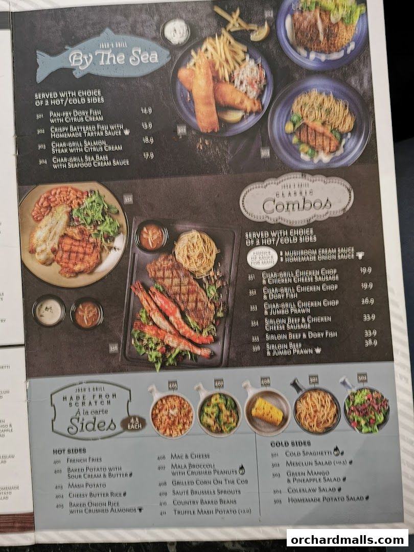 Menu page for Joshs Grill  313  Somerset