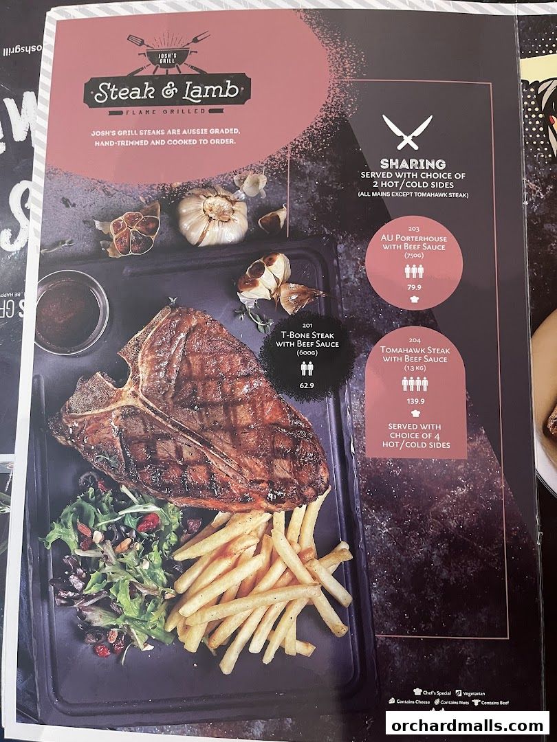 Menu page for Joshs Grill  313  Somerset