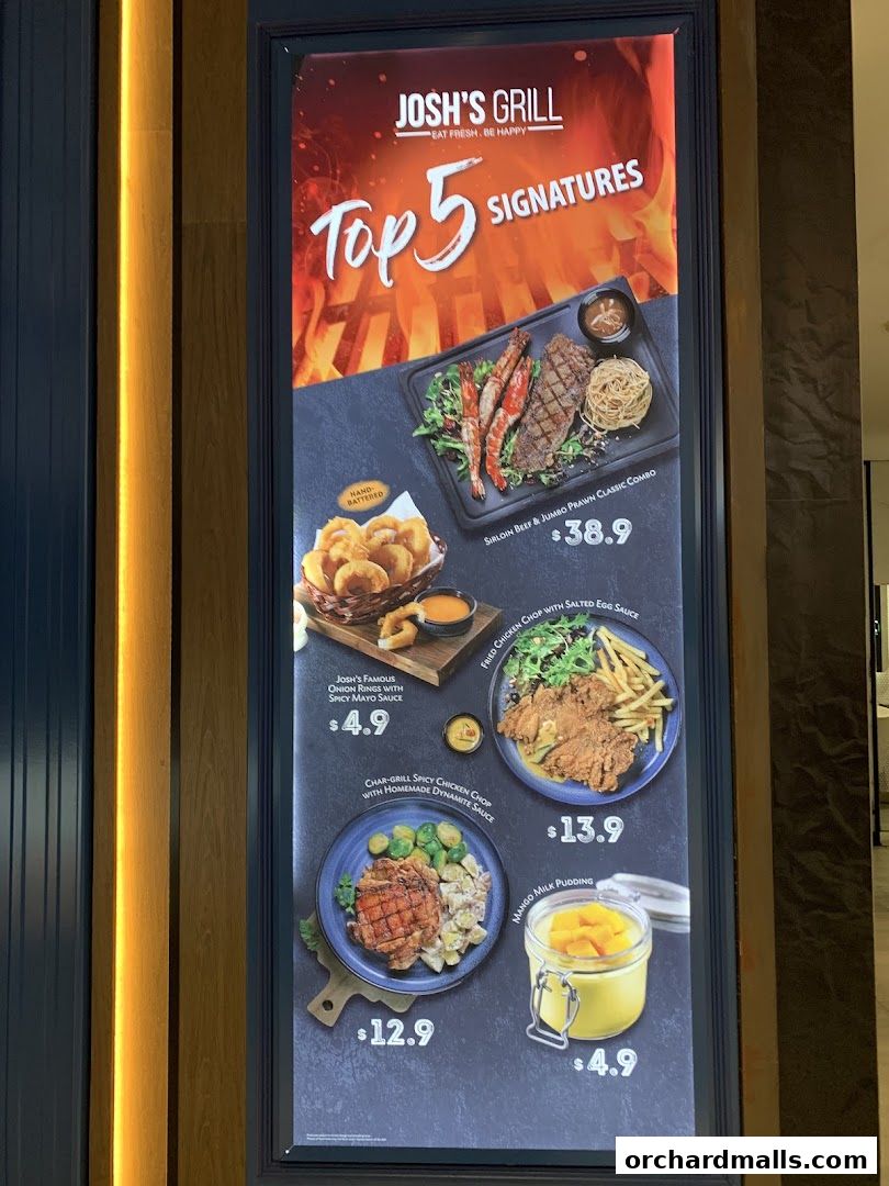 Menu page for Joshs Grill  313  Somerset