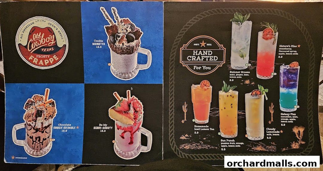 Menu page for Joshs Grill  313  Somerset