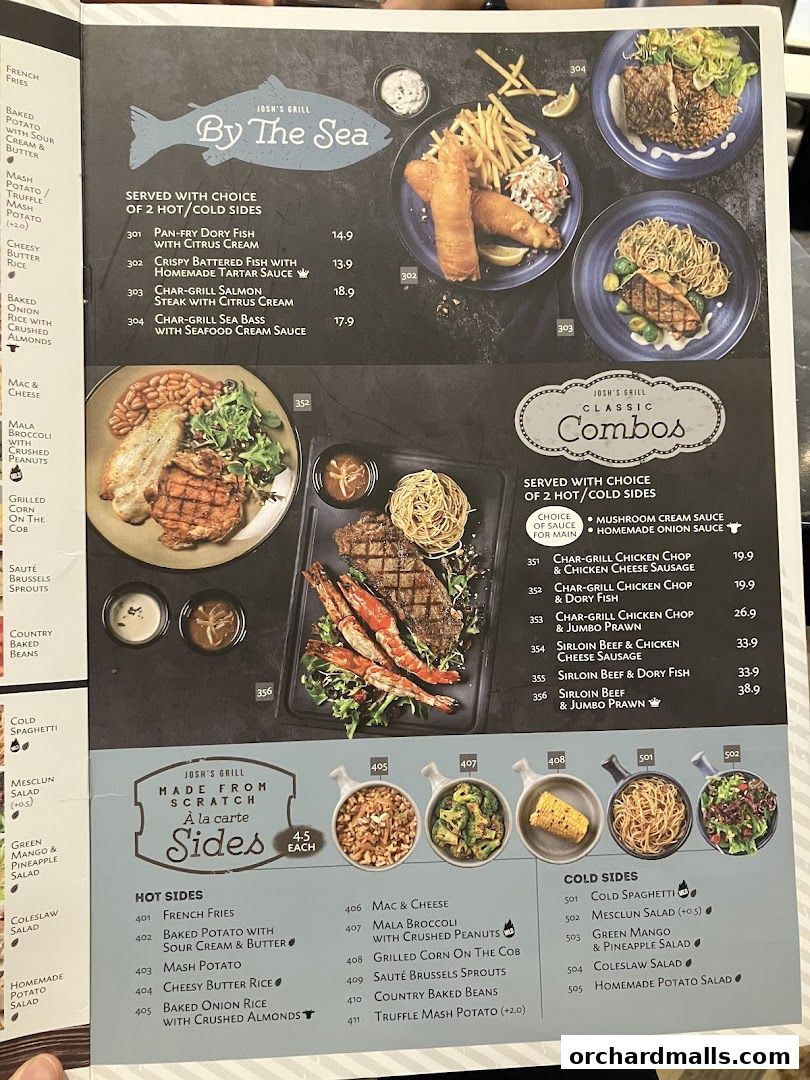 Menu page for Joshs Grill  313  Somerset