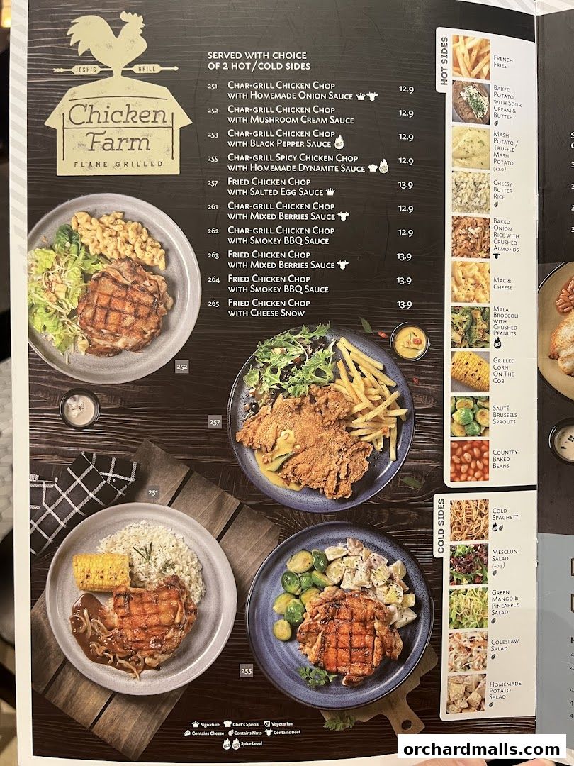 Menu page for Joshs Grill  313  Somerset