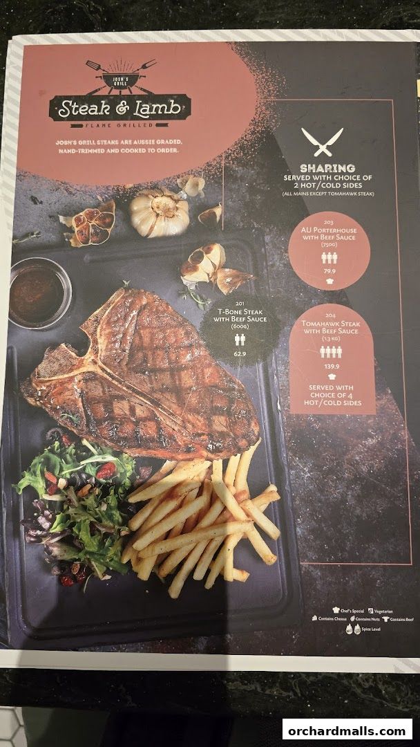 Menu page for Joshs Grill  313  Somerset