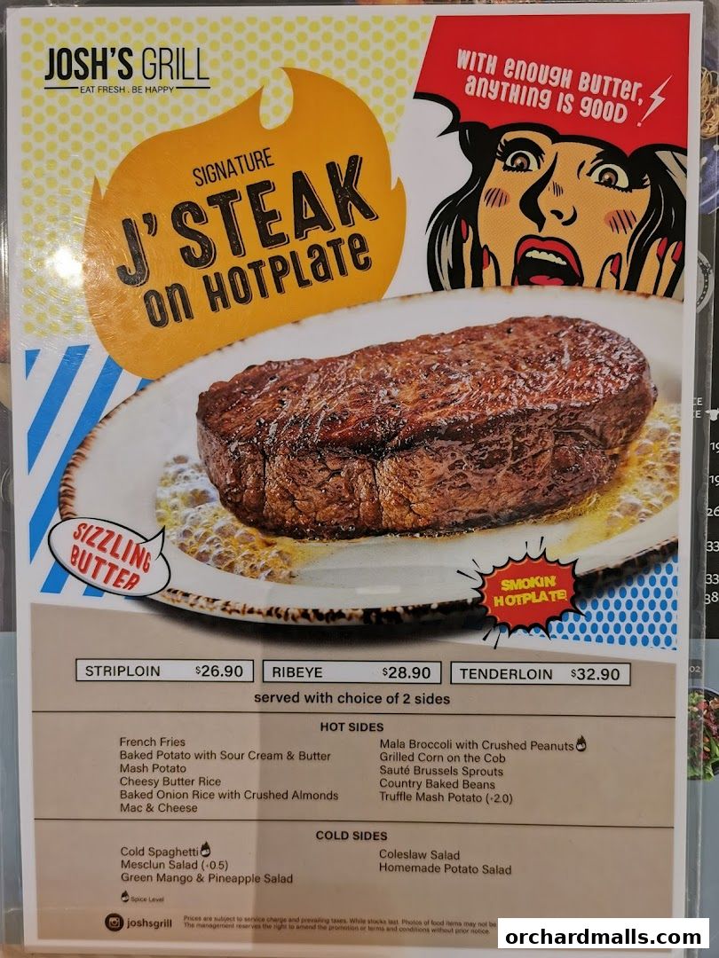 Menu page for Joshs Grill  313  Somerset