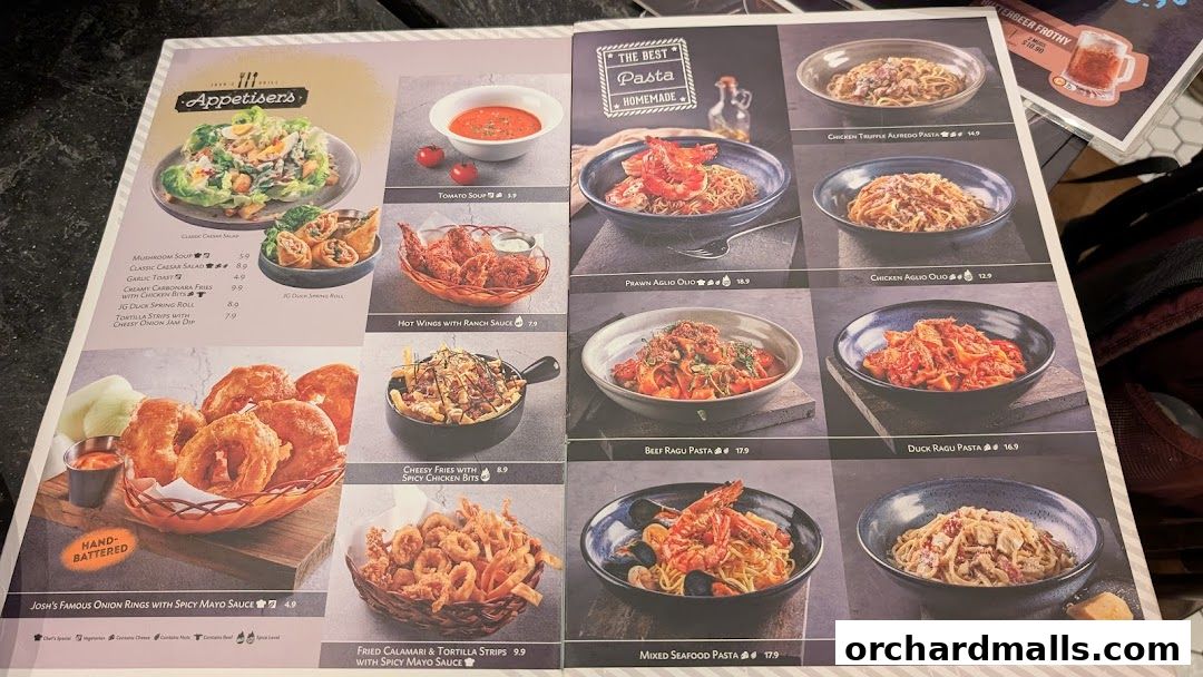 Menu page for Joshs Grill  313  Somerset