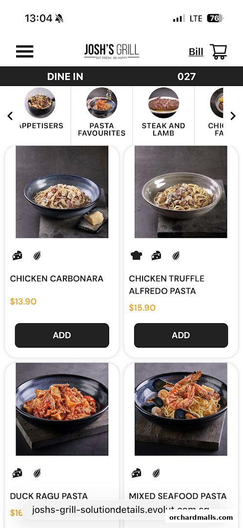 Menu page for Joshs Grill  313  Somerset