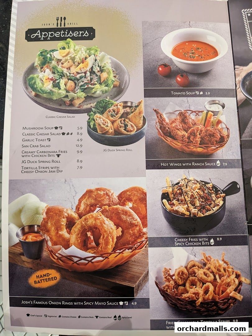 Menu page for Joshs Grill  313  Somerset