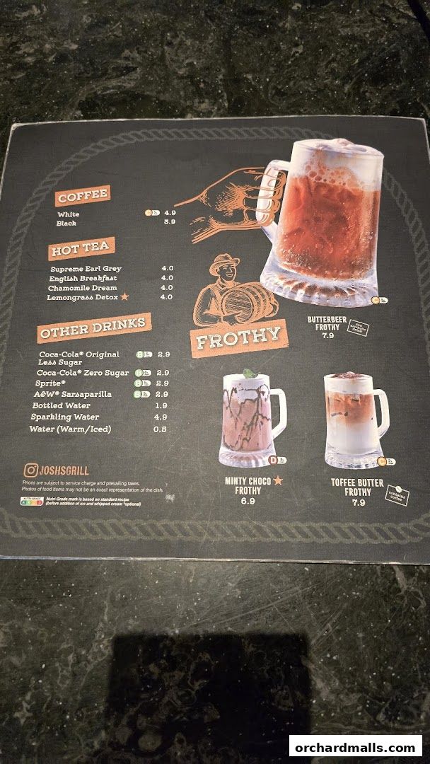 Menu page for Joshs Grill  313  Somerset