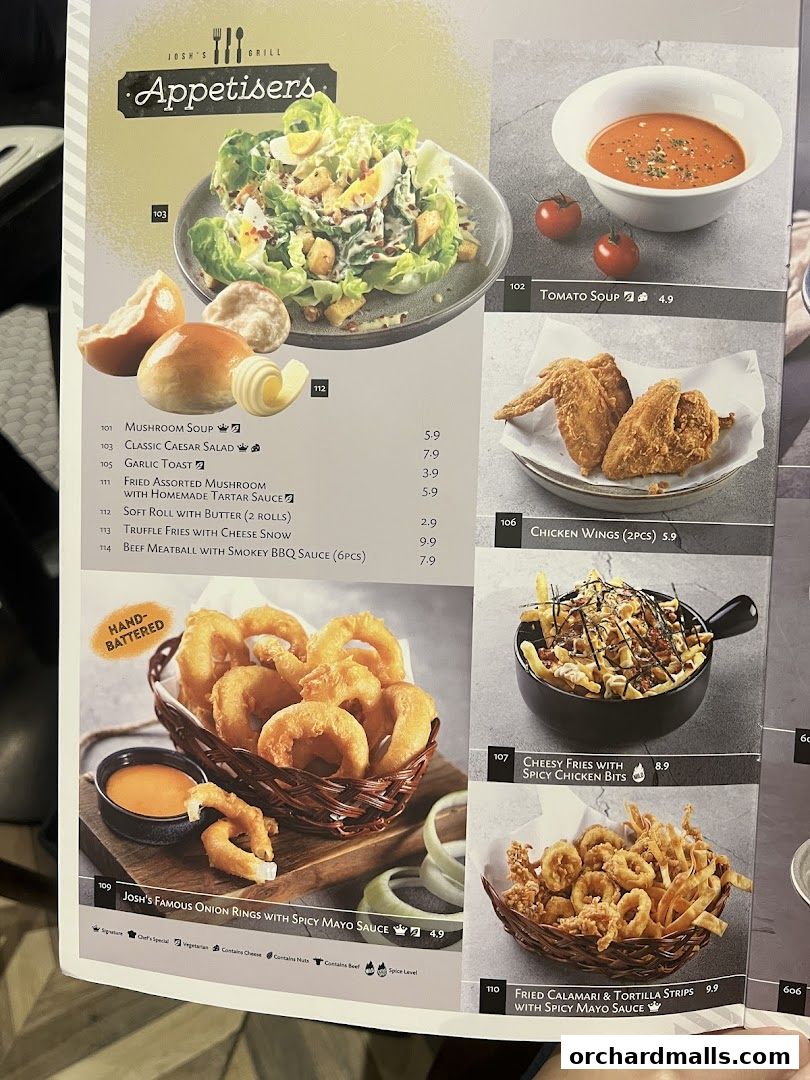 Menu page for Joshs Grill  313  Somerset