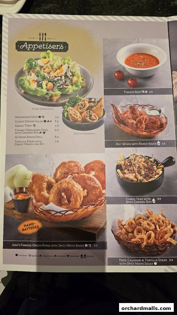 Menu page for Joshs Grill  313  Somerset